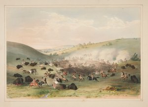 バッファローハント、サラウンド、pl。 北米インディアンのポートフォリオから9人 作： George Catlin