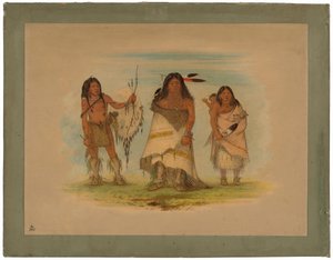 コマンチ族の酋長とその妻、そして戦士 作： George Catlin