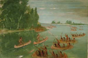 スーセント近くのカヌーレース。 マリー、1836-1837。 作： George Catlin