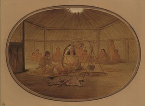 マンダンの酋長に祝われるカトリン、18611869。 作： George Catlin