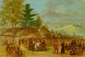 ラサールを受け取ったテアンサインディアンの首長、18478年 作： George Catlin