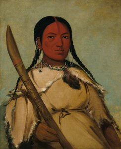 チンチャピー、忍び寄る火の虫、鳩の卵頭の妻、1832年。 作： George Catlin