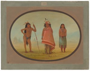 コチムティーの酋長とその妻、そして戦士 作： George Catlin