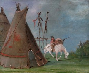 バッファロー スキンズのコマンチ ロッジ、1834～1835 年。 作： George Catlin