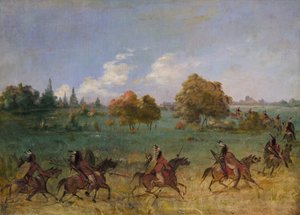 完全装備で進軍中のコマンチ戦隊 作： George Catlin