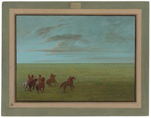 野生の馬に出発するコンニボス 作： George Catlin