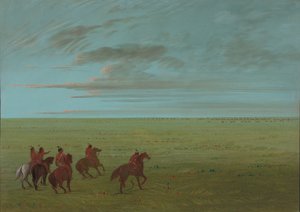 Connibos は、18541869 の野生の馬に出発します。 作： George Catlin
