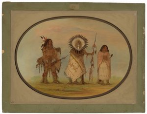 カラスの酋長とその妻と戦士 作： George Catlin