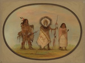 カラスの酋長とその妻、そして戦士、18611869。 作： George Catlin