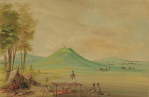 テキサス大草原に野営した遠征隊。 1686 年 4 月、1847 年 1848 年。 作： George Catlin