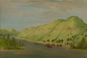 ヘネピン神父がミシシッピを離れてラ・サールに入社。 1680 年 5 月 8 日、18471848。 作： George Catlin