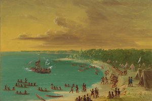 エリー湖でのグリフィンの最初のセーリング。 1679 年 8 月 7 日、18471848。 作： George Catlin