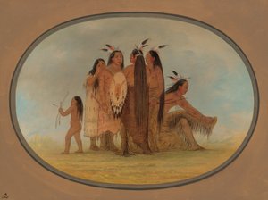 4 人のマンダン戦士、1 人の少女と 1 人の少年、18611869。