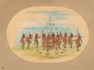 グリーン コーン ダンス - ミナタリース、1861 年。 作： George Catlin