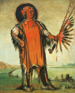Ha-na-tá-nu-maúk、オオカミの酋長、部族の長、1832 年。 作： George Catlin