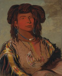 Ha-wón-je-tah、One Horn、Miniconjou 族の首長、1832 年。 作： George Catlin