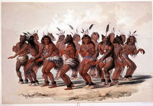 インディアン・ベア・ダンス - ジョルジュ・カトリンによるリトグラフ 作： George Catlin