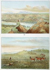 アメリカのインディアン：アンテロープ狩り ジョージ・カトリン（1794-1872）のエングレーヴィング 作： George Catlin