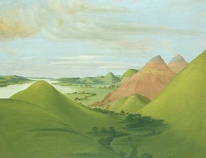 セントルイス上空1200マイルのアイアン・ブラフ 作： George Catlin