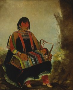揺りかごに子供を乗せた女、ジュ・ア・キス・ゴー 作： George Catlin