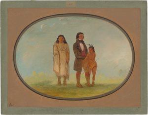 カスカスカ族長とその母と息子 作： George Catlin