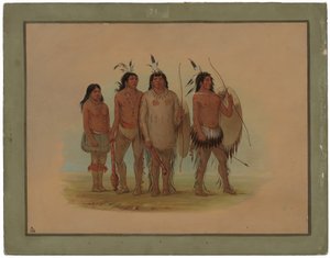 カイオワ族長とその妻、そして二人の戦士 作： George Catlin