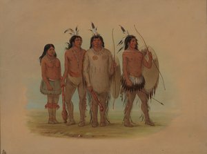 キオワ族長とその妻、そして二人の戦士、18611869。 作： George Catlin