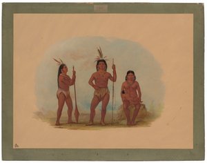 クラホクァットの酋長とその妻と息子 作： George Catlin