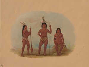Klahoquaht チーフ、彼の妻、息子、1855-1869。 作： George Catlin