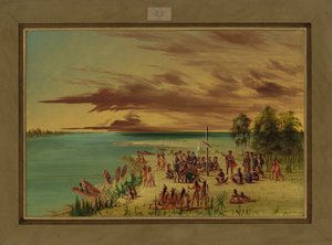 1682年4月9日、フランスのためにルイジアナ州を主張するラサール 作： George Catlin