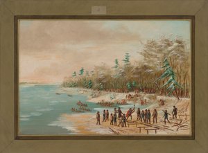 グリフィンの最初のボルトを運転するラサール、1679年1月26日、1847-48 作： George Catlin