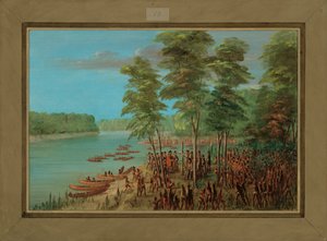 1682年3月10日、アーカンソー州の口にある土地を所有するラサール、1847年〜48年 作： George Catlin