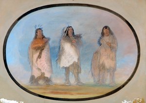 リトル ベア、急な風、犬、スー族の 3 人の著名な戦士、ca. 1865-1871。 作： George Catlin