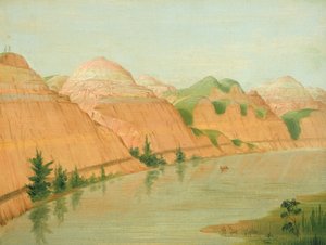 壮大なクレイ・ブラフ、セントルイス上空1800マイル 作： George Catlin