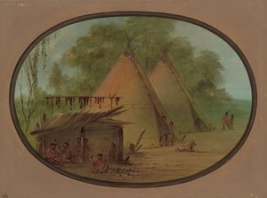 火打ち石の矢じりを作る - アパッチ、18551869。 作： George Catlin