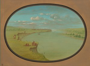 マンダン ビレッジ - 遠景、18611869。 作： George Catlin