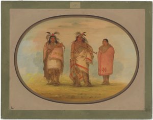 メノモニ族長とその妻と息子 作： George Catlin