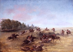 1846年から1848年、茂みを掃除するマウントされた戦争パーティー。 作： George Catlin