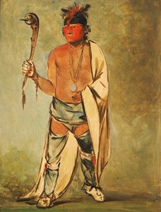 Naugh-háigh-hee-kaw、木を湿らせる彼、1828年。 作： George Catlin