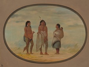 ナヤのインディアン酋長、妻、そして戦士、18551869。 作： George Catlin
