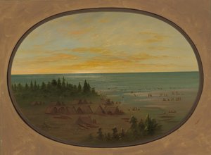 ナヤス ビレッジ - インド人の入浴、18551869。 作： George Catlin