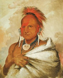 O-rón-gás-see, Bear-catcher, a Celebrated Warrior, 1832. 作： George Catlin