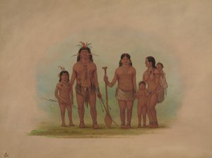 オレホナの首長と家族、18541869。 作： George Catlin
