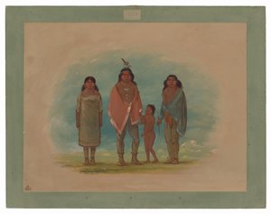 パタゴン チーフ、彼の兄弟、娘 作： George Catlin