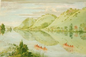 プレーリー・デュ・シエン上空の絵のように美しい断崖 作： George Catlin