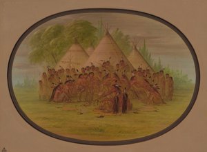 パイプダンス - Assinneboine、18611869。 作： George Catlin