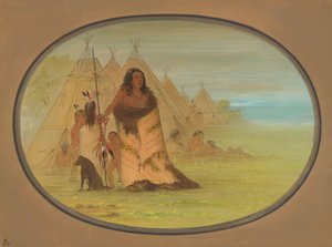 家族に囲まれたプンカの酋長、18611869。 作： George Catlin