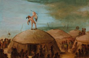 1837年から1839年、マンダンの間で雨が降る。 作： George Catlin