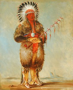 Ráw-no-way-wóh-krah、緩いパイプステム、勇敢、1832年. 作： George Catlin
