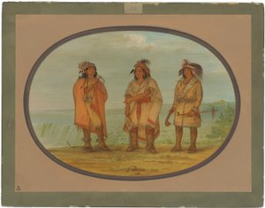 セネカの酋長、レッド ジャケット、2 人の戦士 作： George Catlin